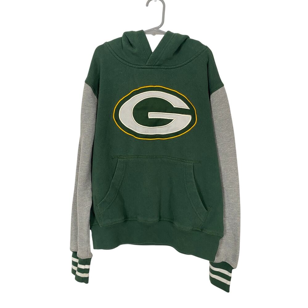 Green Bay Packers Youth Kids Green Hoodie Sweatshirt Jacket Size M